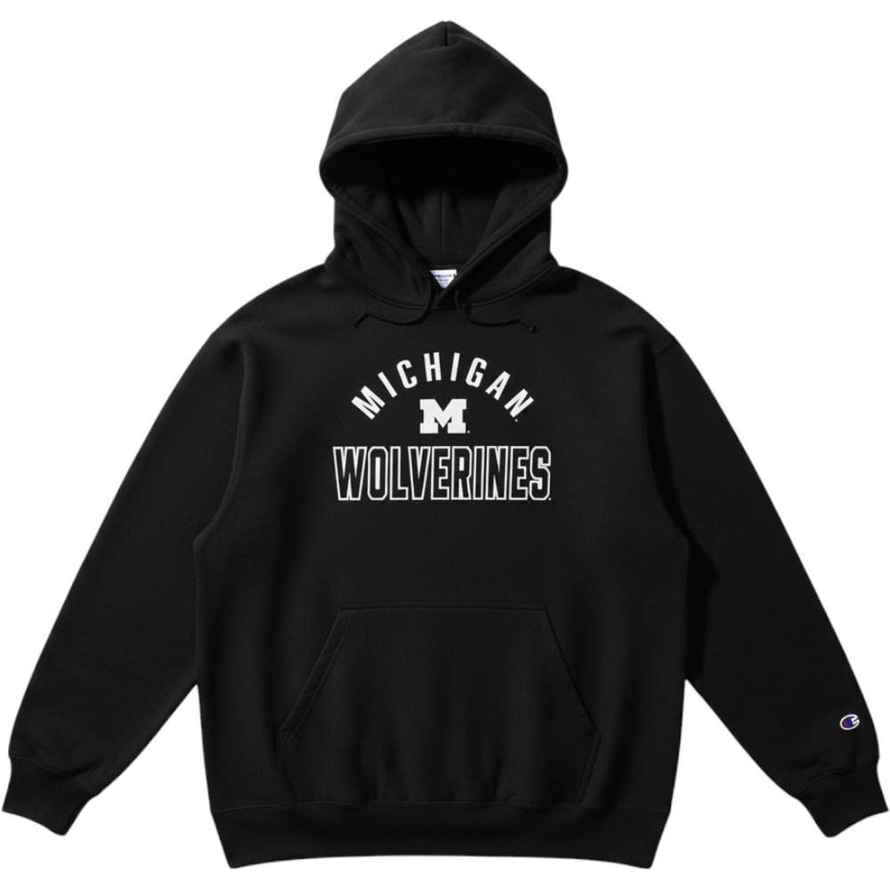 Champion Michigan Wolverines Hoodie Mens Black Pullover Sweatshirt NCAA 4XL